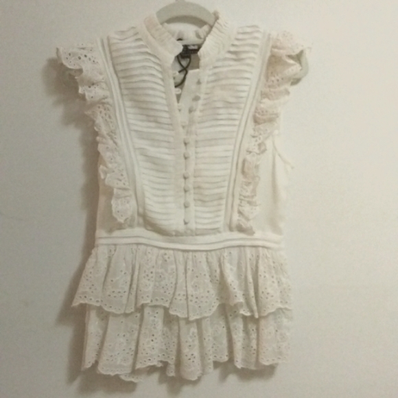 NWOT All Saints Lola embroidered eyelet tiered white blouse XS/US2 - Picture 2 of 2
